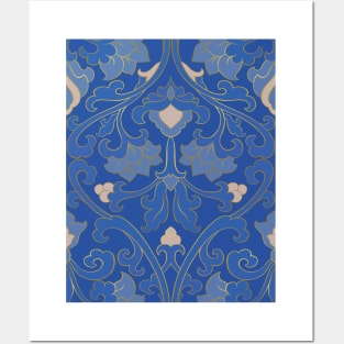 Blue persian rug ethnic floral pattern Posters and Art